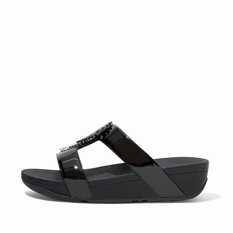 FitFlop Lottie Faux Leder Schwarz - FitFlop Pantoletten Damen Schweiz [CSZA-56283]